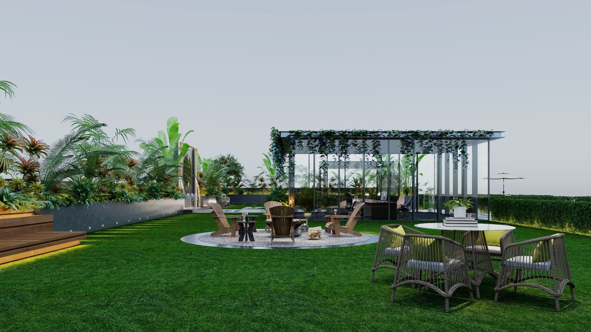 the  villa overlooks dramatic mountainous scenery