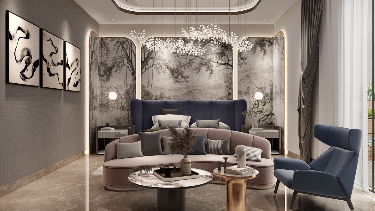 the  villa overlooks dramatic mountainous scenery